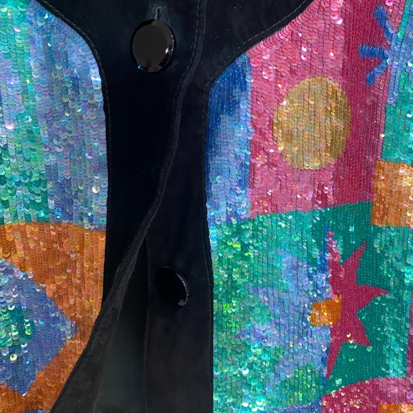 Michael Hoban Suede, sequin bolero jacket.  Fantastic. - Picture 7 of 9
